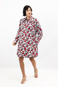 Sculls And Poppies Cotton Miranda Shirt Dress