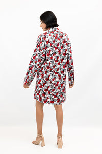 Sculls And Poppies Cotton Miranda Shirt Dress