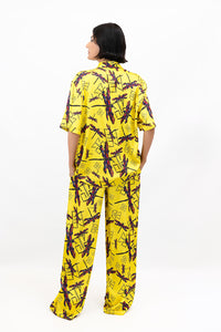 Yellow Dragonfly Satin Kyle Shirt