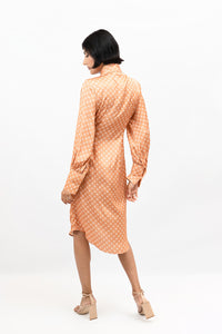 Apricot Crush Satin Jessica Shirt Dress