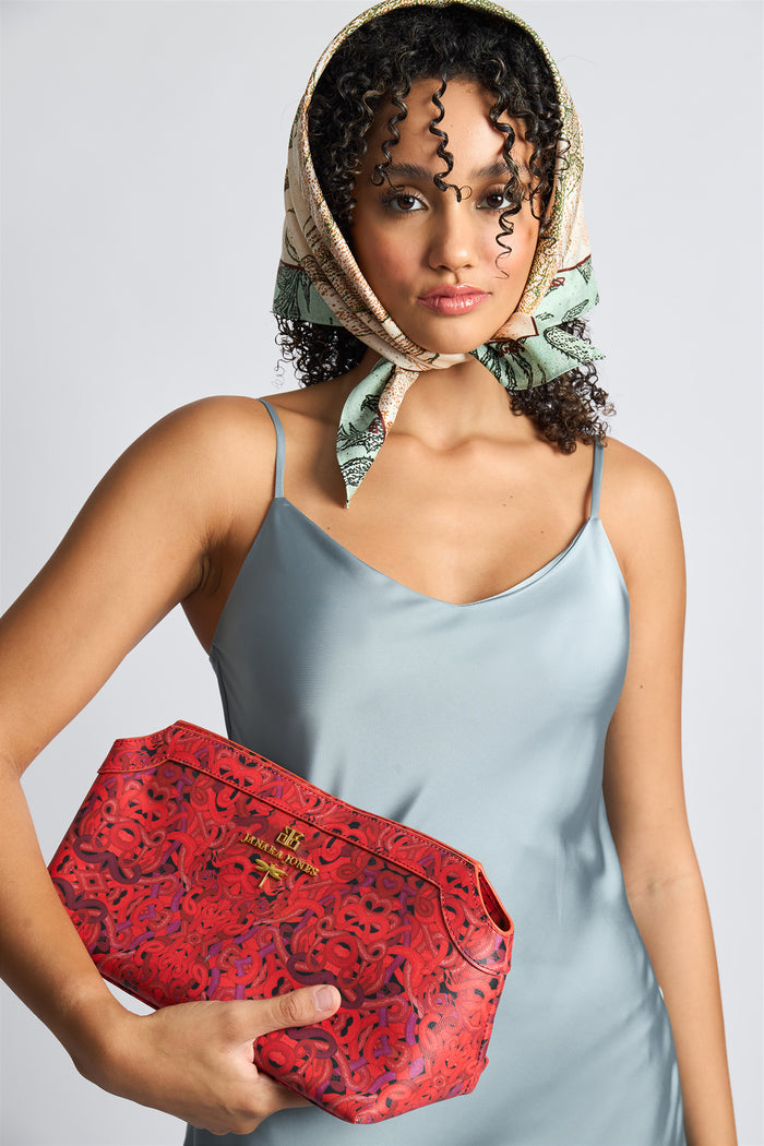 Red Snakes Print Marie Clutch Bag