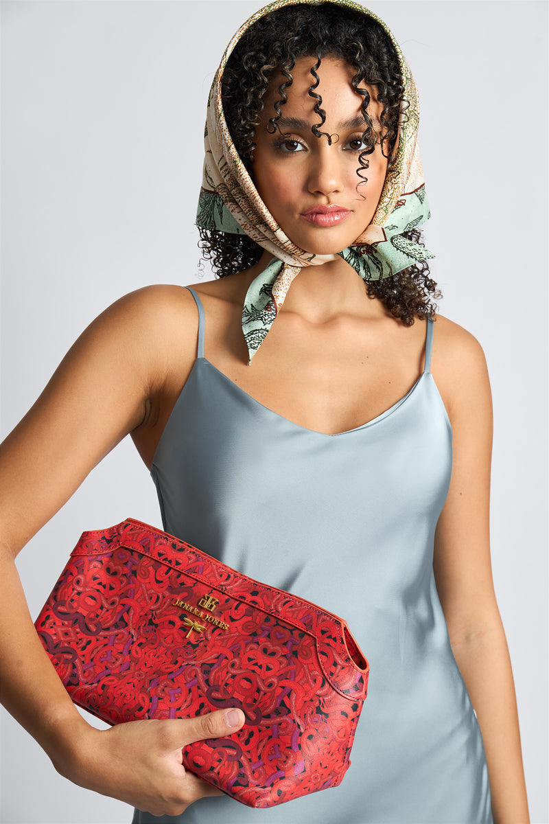 Red Snakes Print Marie Clutch Bag