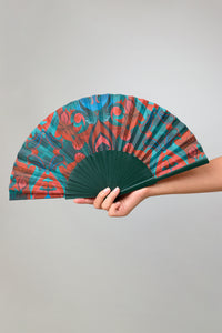 Autumn Paisley Green Hand Fan