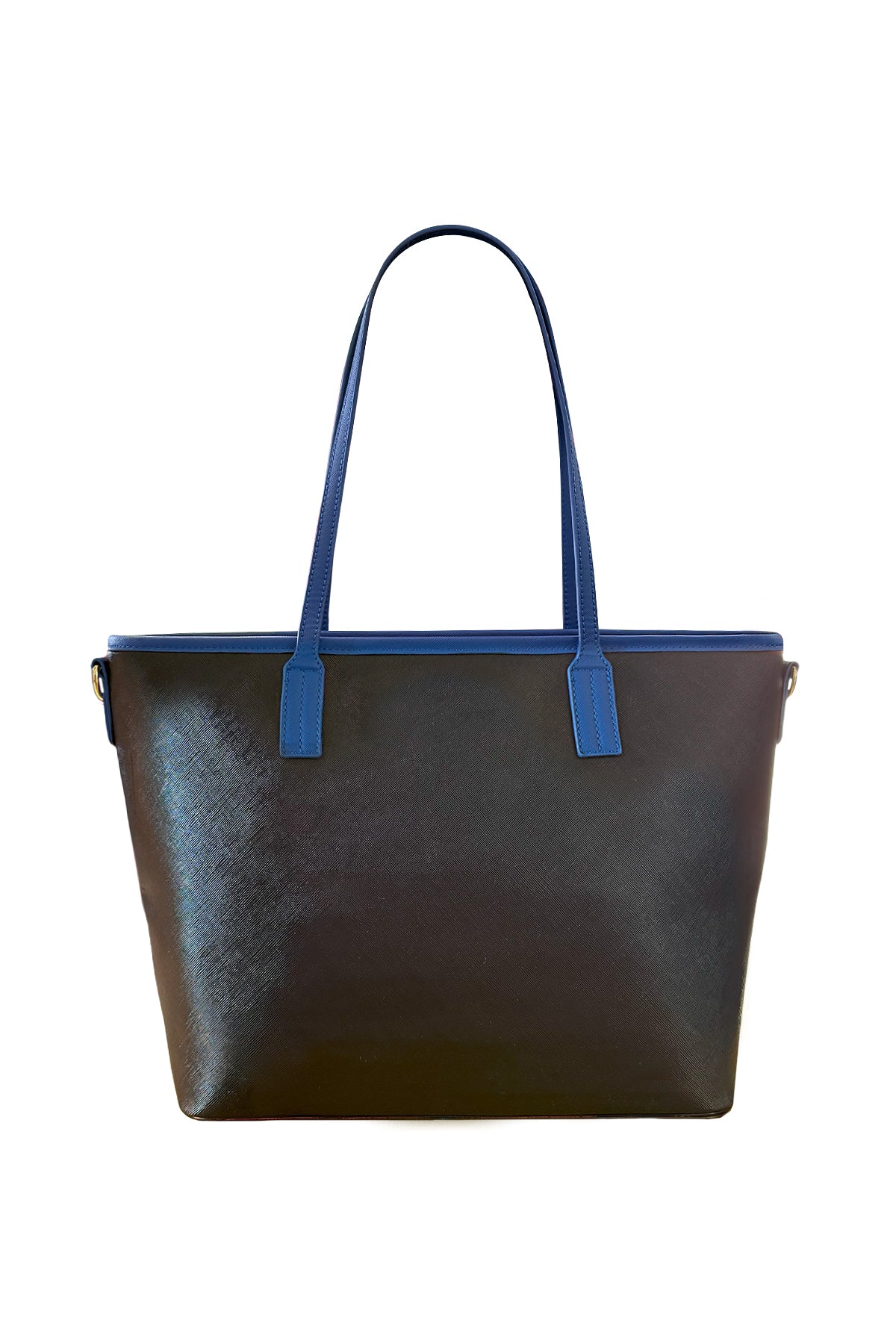 Blue Iris Hand Painted Orange Tote Bag