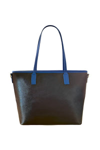 Blue Iris Hand Painted Orange Tote Bag