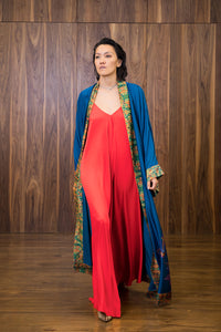 Coral Red Mariella Satin Maxi Dress