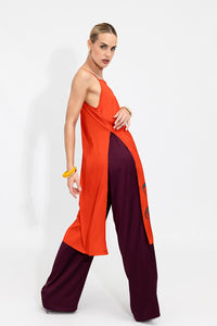 Fire Orange Octopus Satin Linda Cami Top