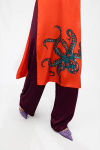 Fire Orange Octopus Satin Linda Cami Top