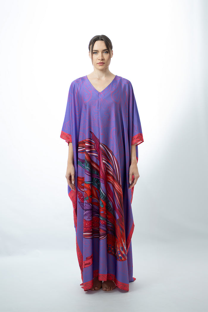 Neptune Satin Scarf Print Kaftan