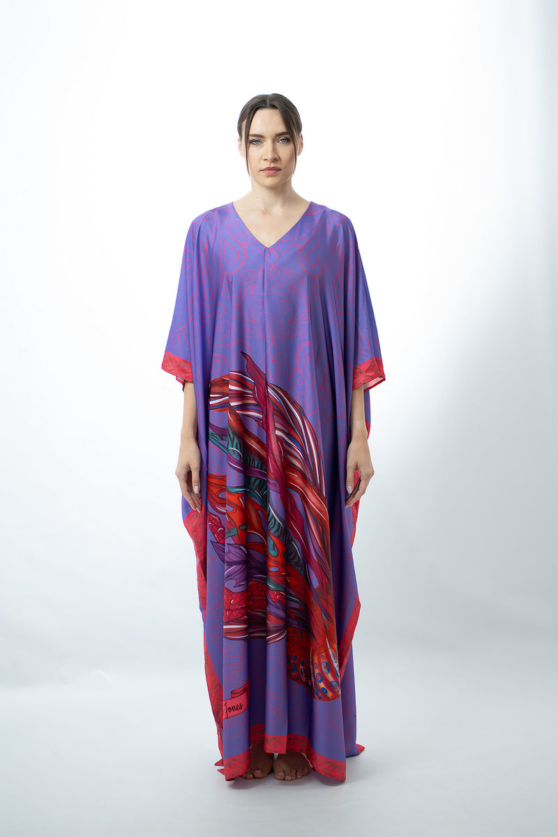 Neptune Satin Scarf Print Kaftan