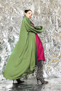 Olive Satin Abaya Kaftan