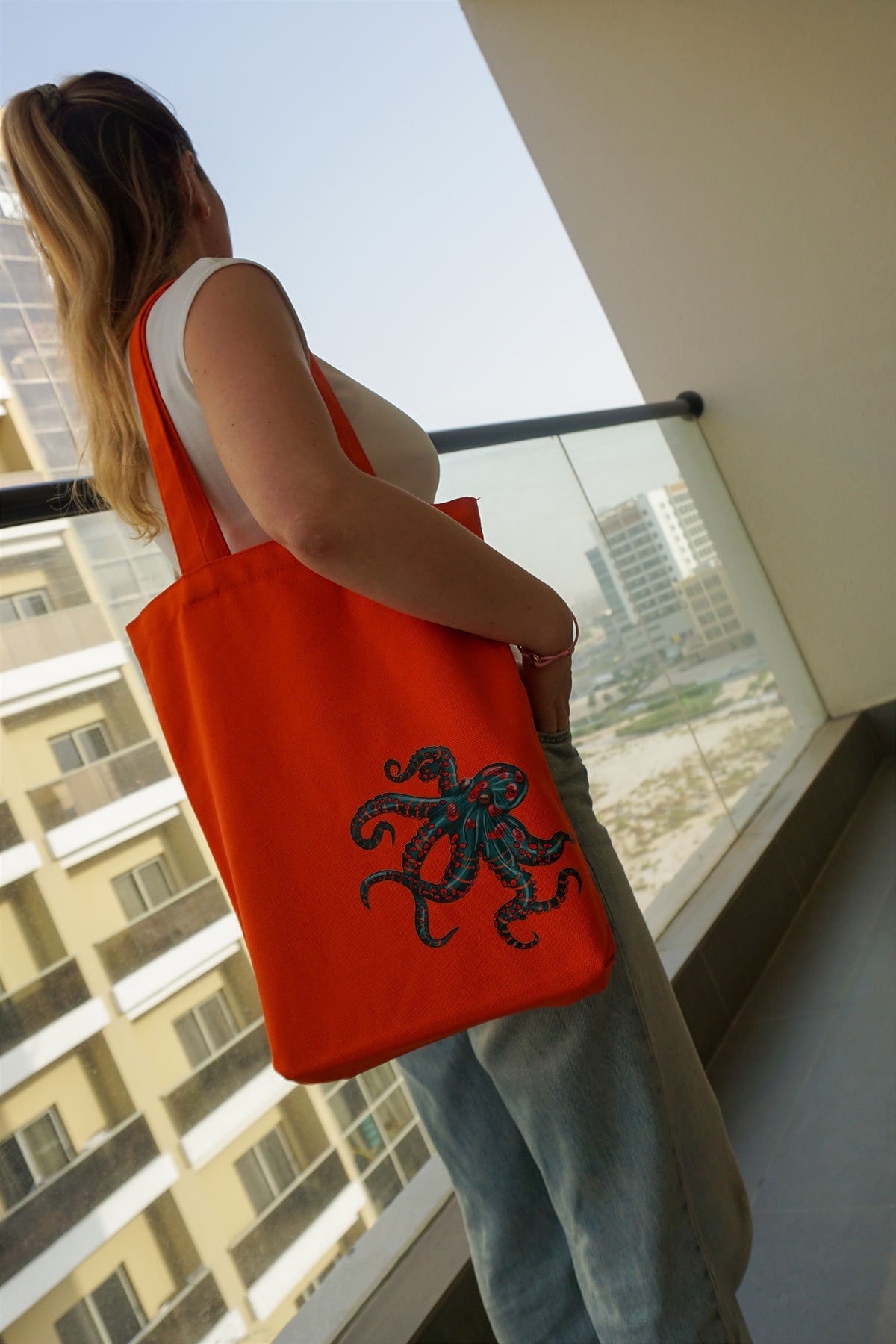 Orange Octopus Tote Bag