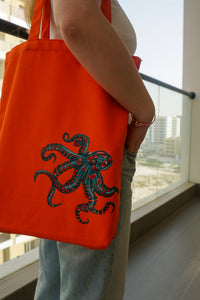 Orange Octopus Tote Bag