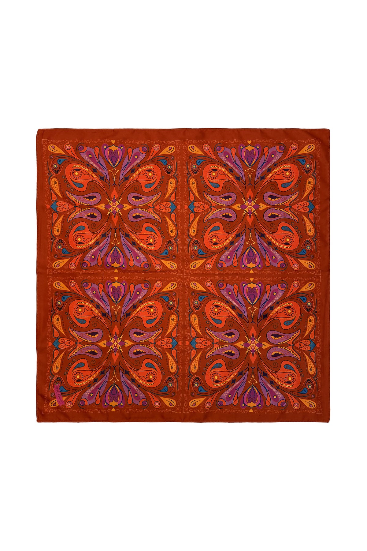 Red Paisley Satin Twill Scarf