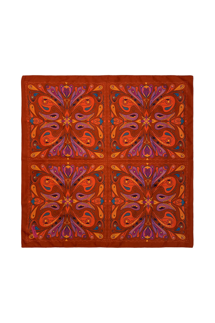 Red Paisley Satin Twill Scarf