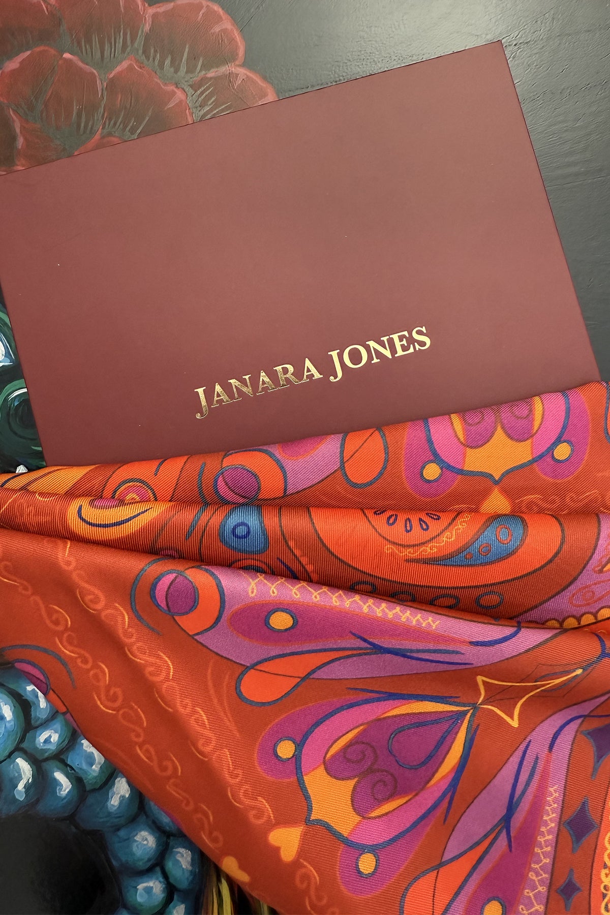Red Paisley Satin Twill Scarf