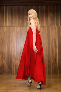 Red Satin Mariella Dress
