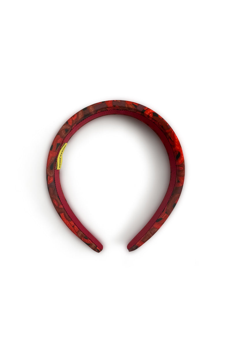 Red Snakes Print Satin Headband