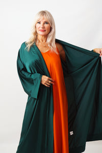 Teal Satin Abaya Kaftan