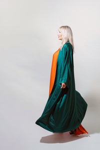 Teal Satin Abaya Kaftan