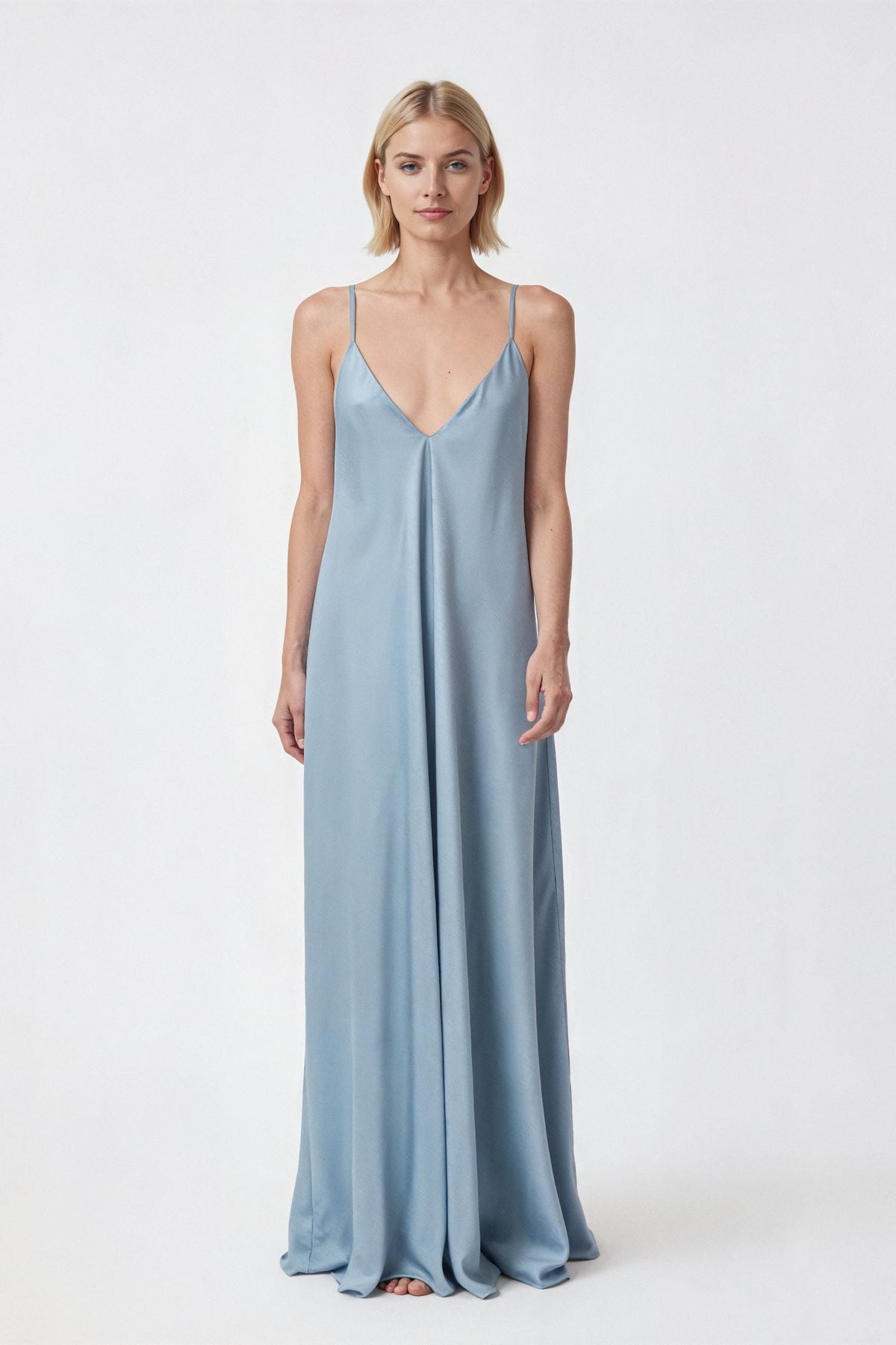 Sky Blue Maxi Mariella Satin Dress