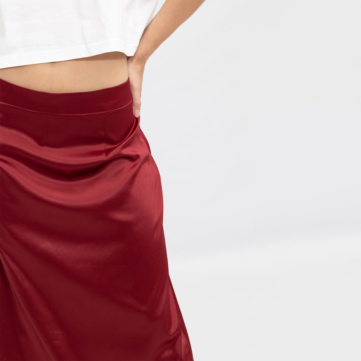 Beetroot Satin Evelyn Skirt