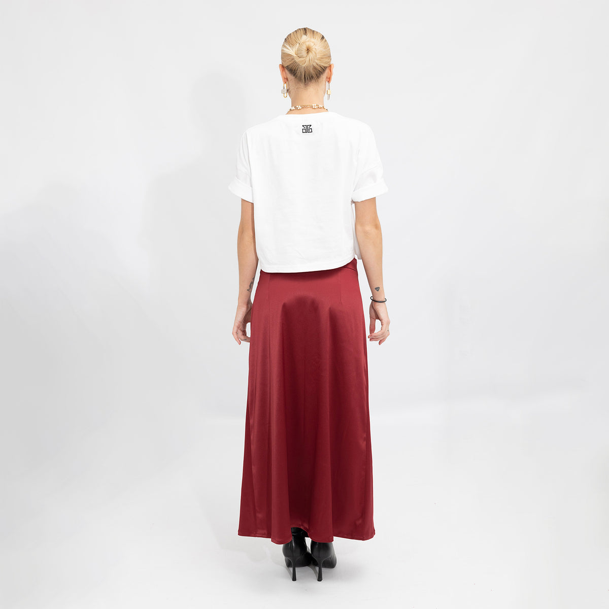 Beetroot Satin Evelyn Skirt