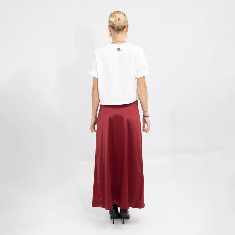 Beetroot Satin Evelyn Skirt