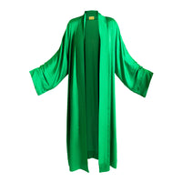 Emerald Rhinestones Satin Abaya Kaftan