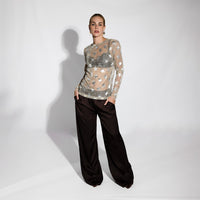 Golden Shimmering Mesh Silver Stars Teresa Top