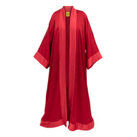 Red Fuchsia Cuffs Satin Abaya Kaftan