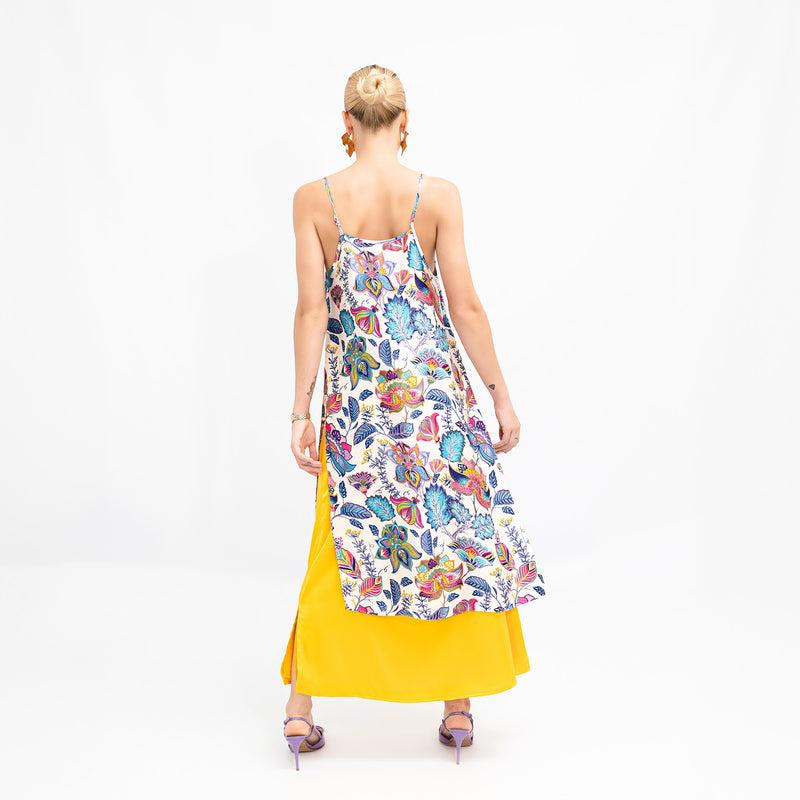 Yellow Satin Low-Waisted Maxi Skirt