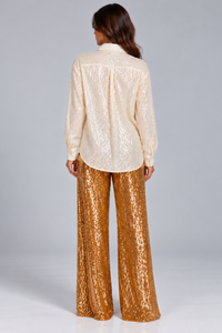 Gold Sequin Wide-Leg Trouser