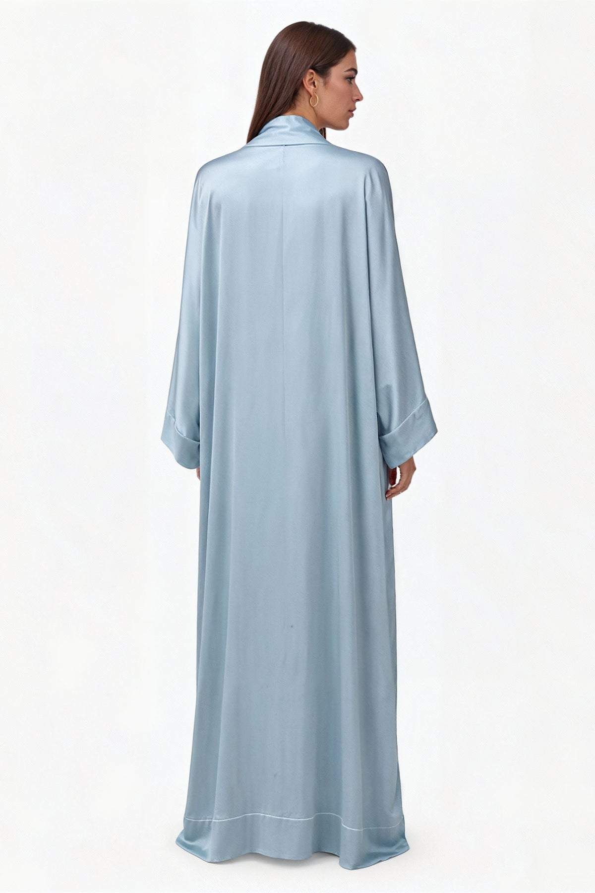 Sky Blue Satin Abaya Kaftan