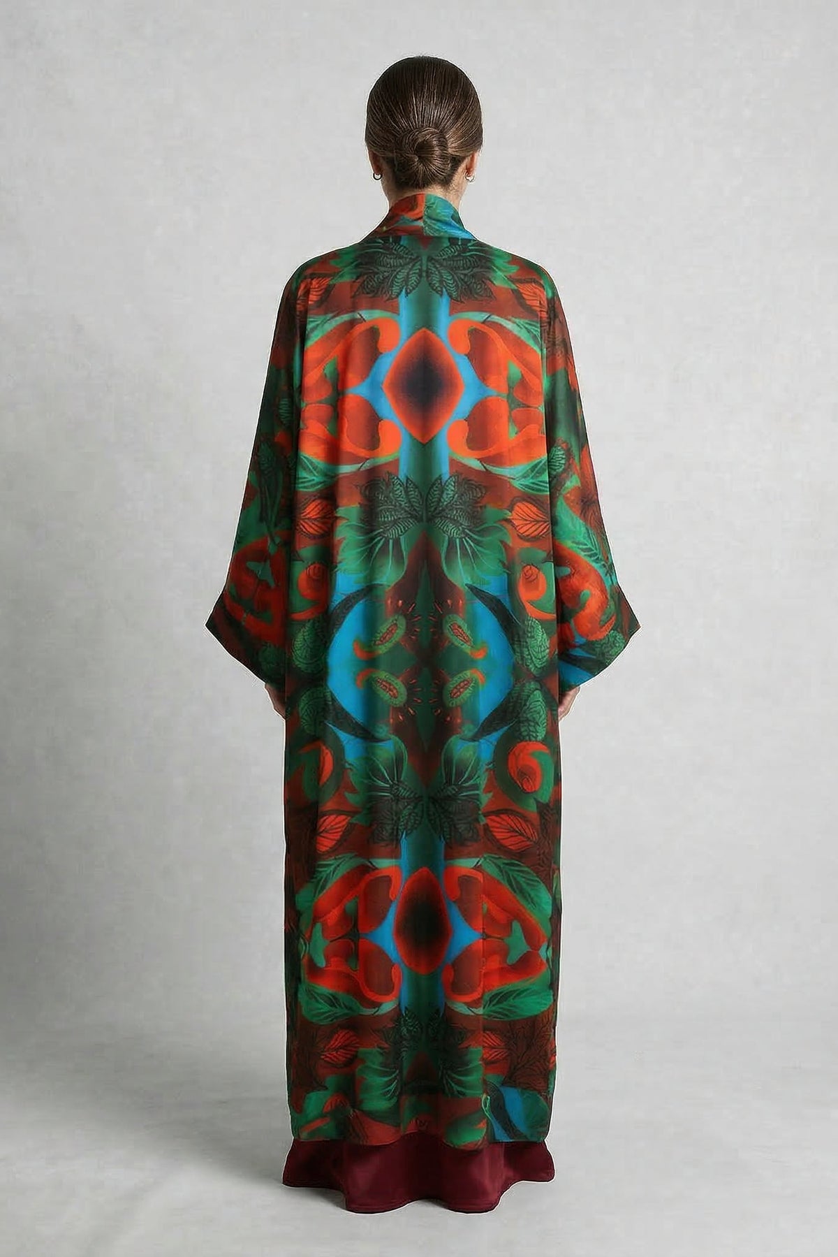 Autumn Paisley Satin Abaya Kaftan