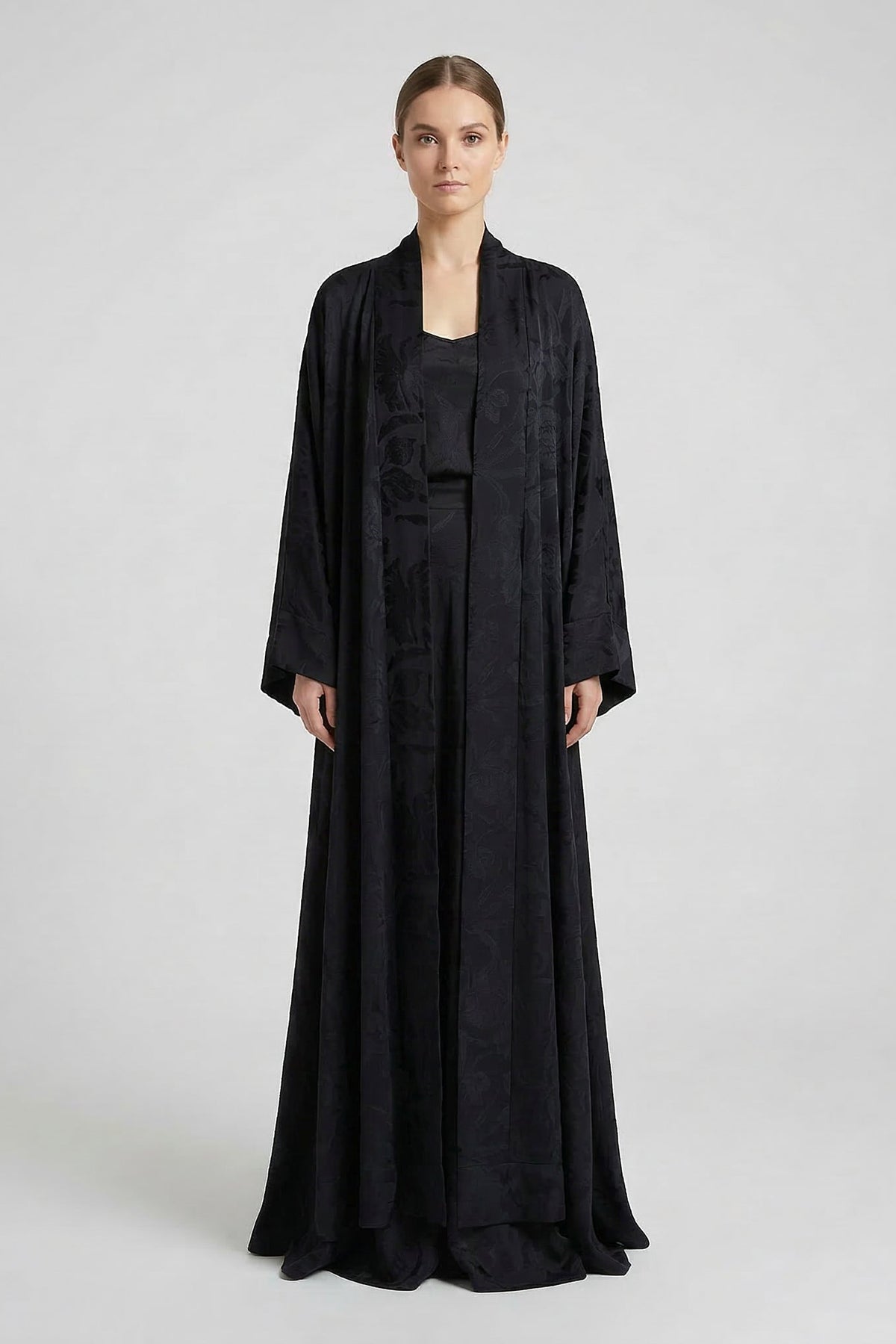 Black Jacquard Abaya Kaftan
