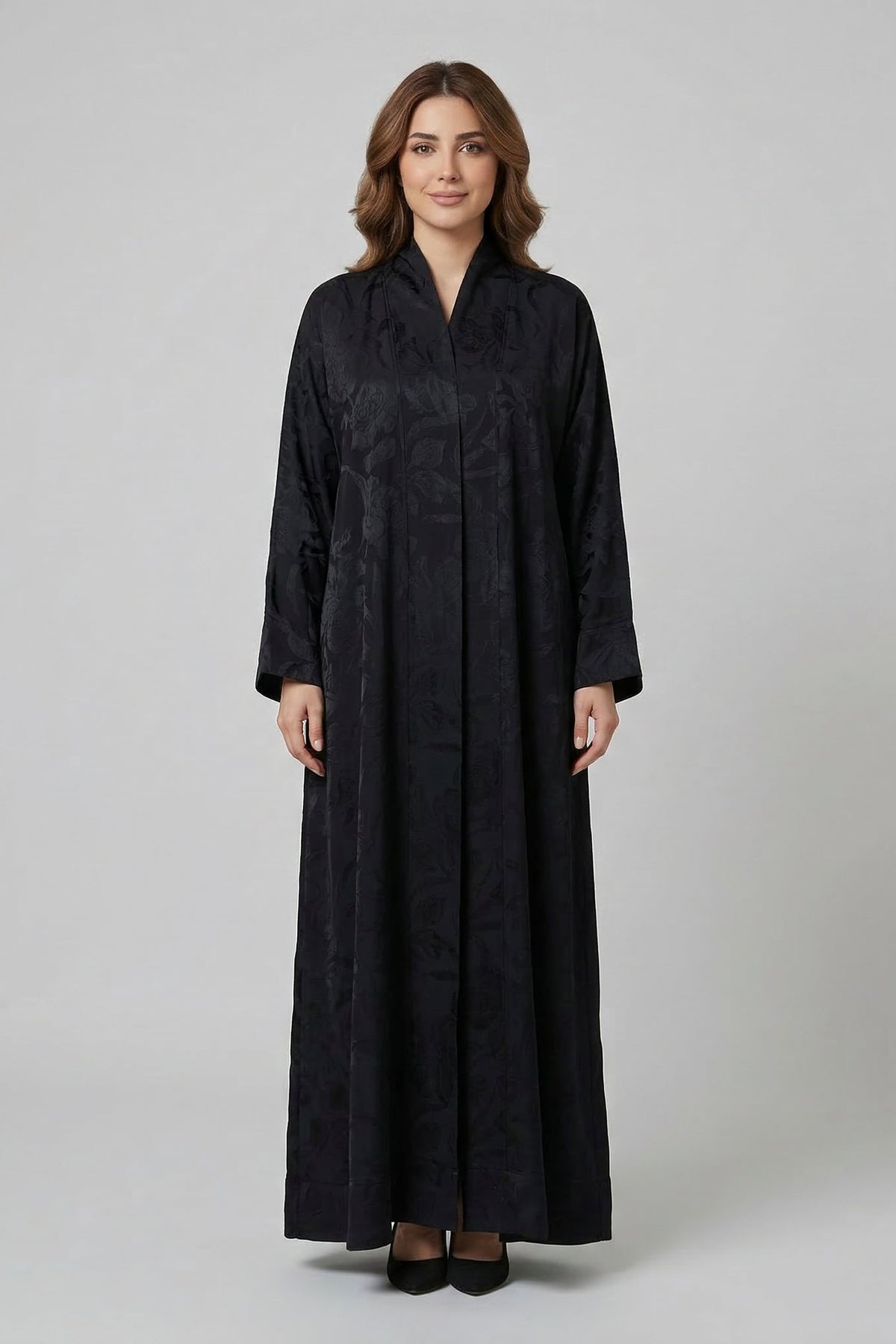 Black Jacquard Abaya Kaftan