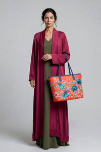 Azure Flowers Orange Tote Bag