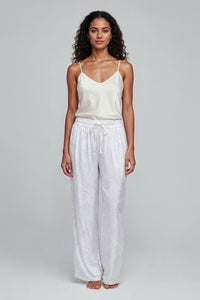 White Koi Fish Printed Wide-Leg Trousers