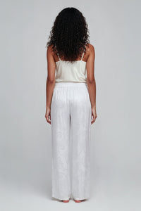 White Koi Fish Printed Wide-Leg Trousers