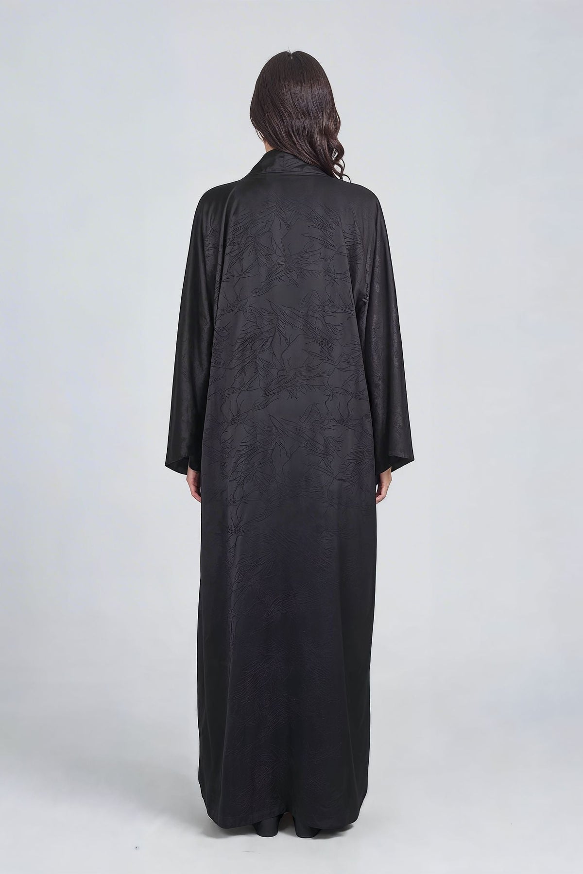 Black Jacquard Samurai Abaya Kaftan