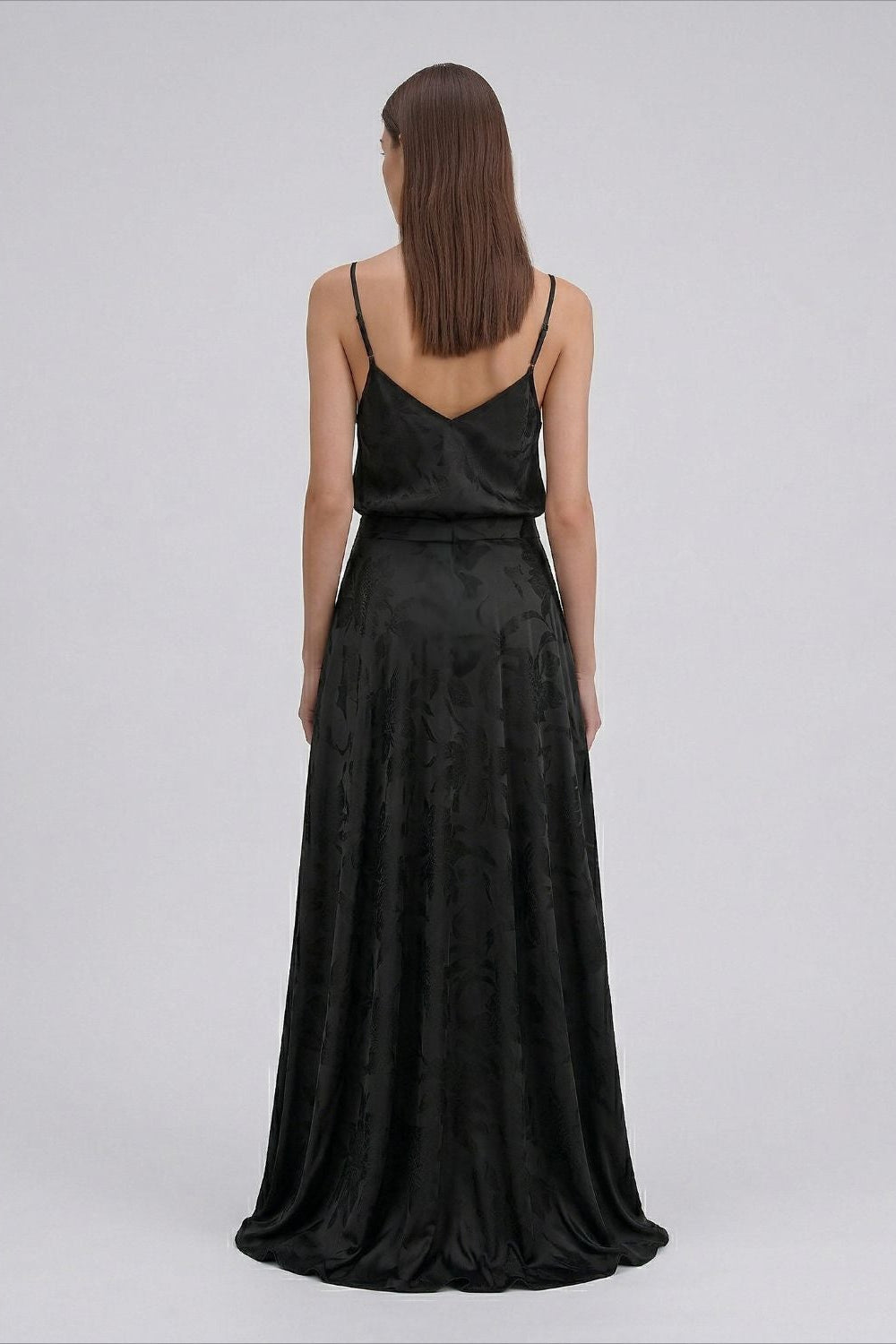 Black Jacquard Sakura Maxi Skirt