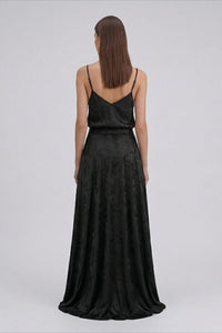 Black Jacquard Sakura Maxi Skirt