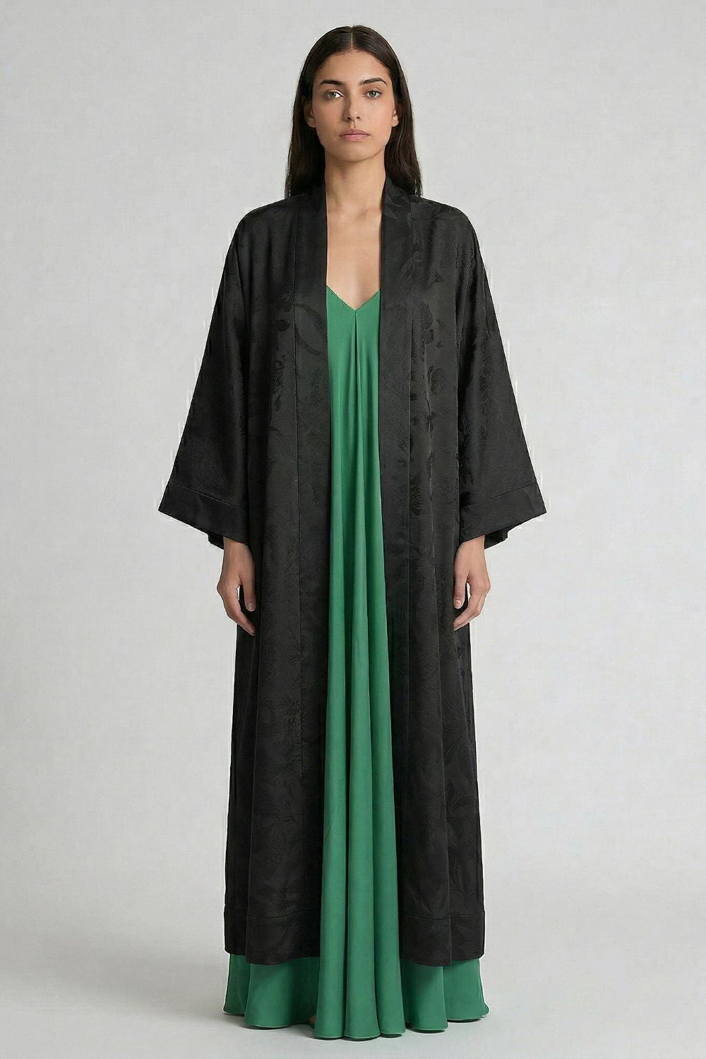 Black Jacquard Abaya Kaftan