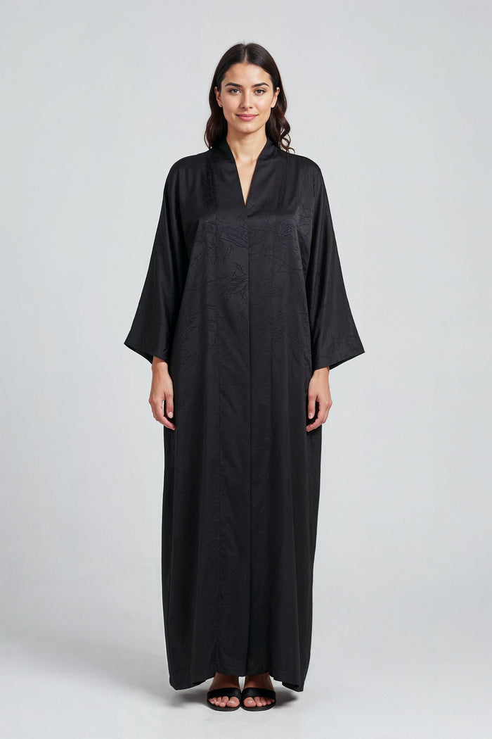 Black Jacquard Samurai Abaya Kaftan