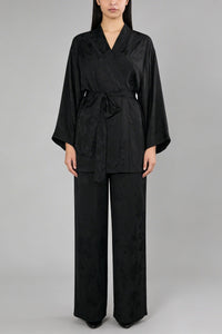 Black Jacquard Lucy Kimono Set