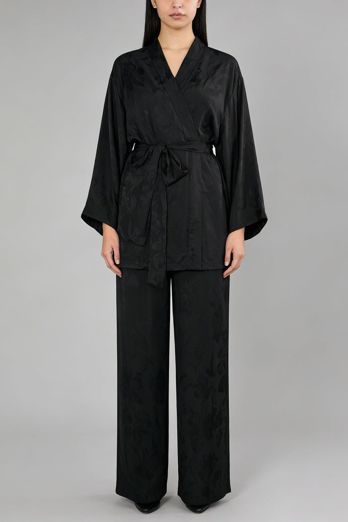 Black Jacquard Lucy Kimono Set