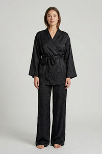 Black Jacquard Lucy Kimono Set