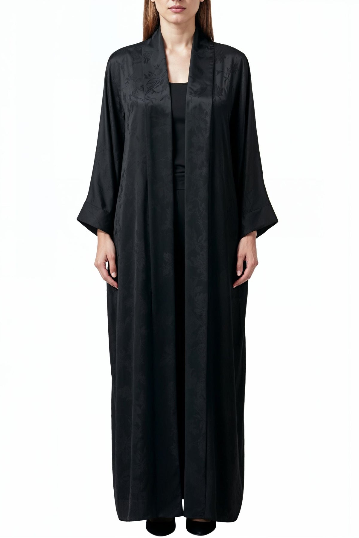 Black Jacquard Samurai Abaya Kaftan
