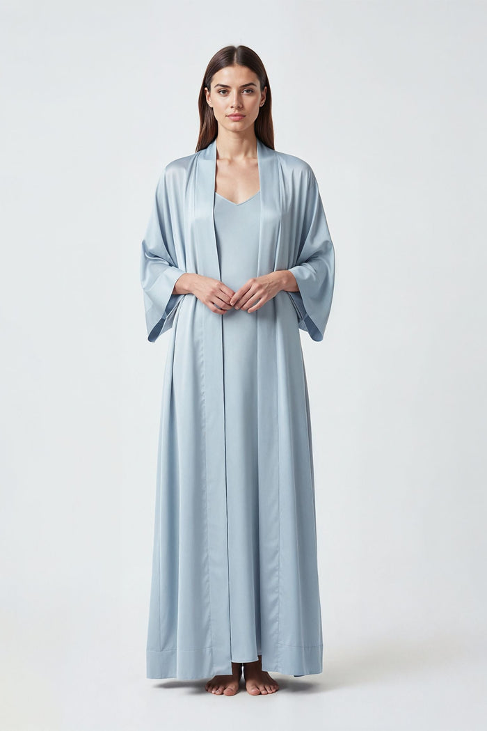 Sky Blue Satin Abaya Kaftan